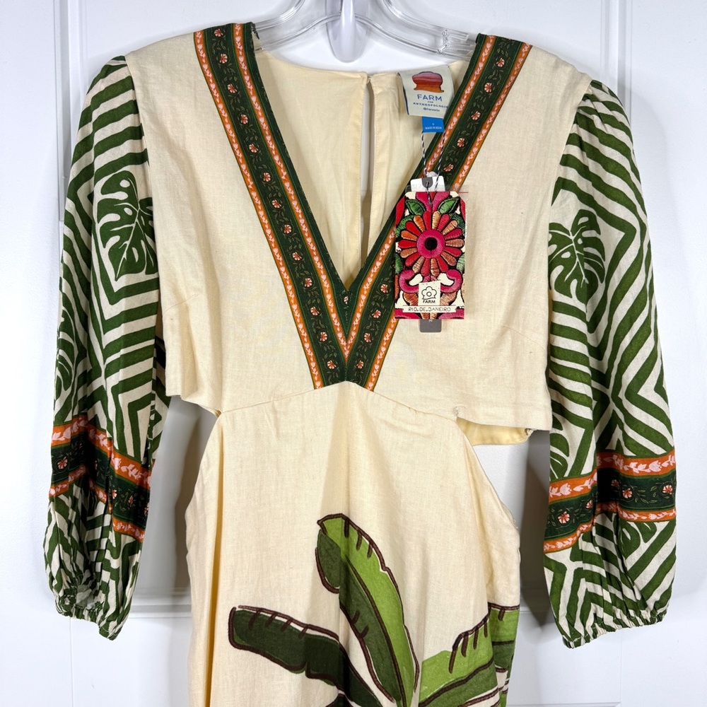 FARM RIO x ANTHROPOLOGIE Palm V-Neck Midi Dress Size S *New with Flaw* - Picture 4 of 16